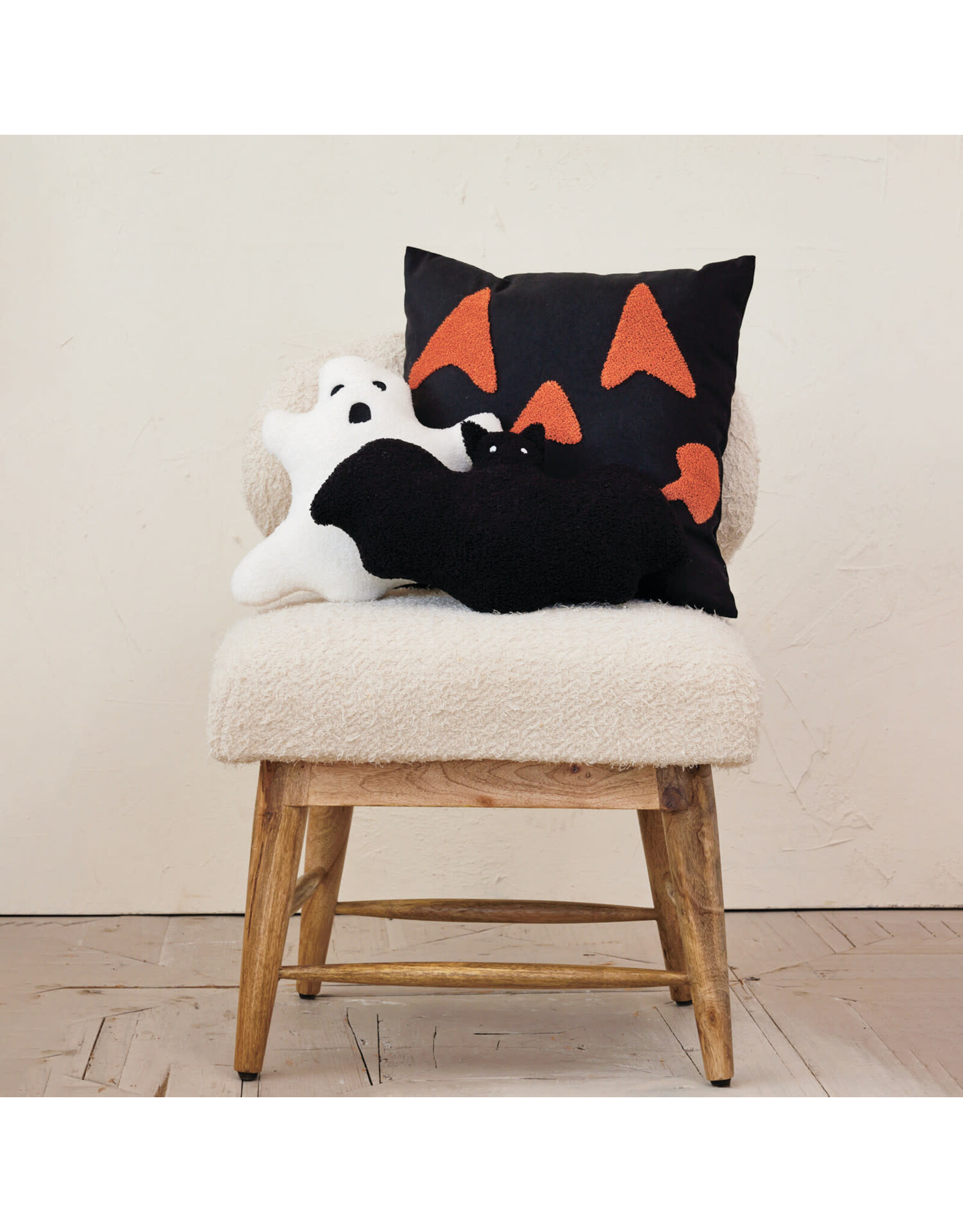 11-3/4"Lx3"W x 11-3/4"H Fabric Ghost Shaped Pillow, White