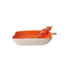 S/2 8"L x 5-3/4"W Stoneware Plate w Canape Knife
