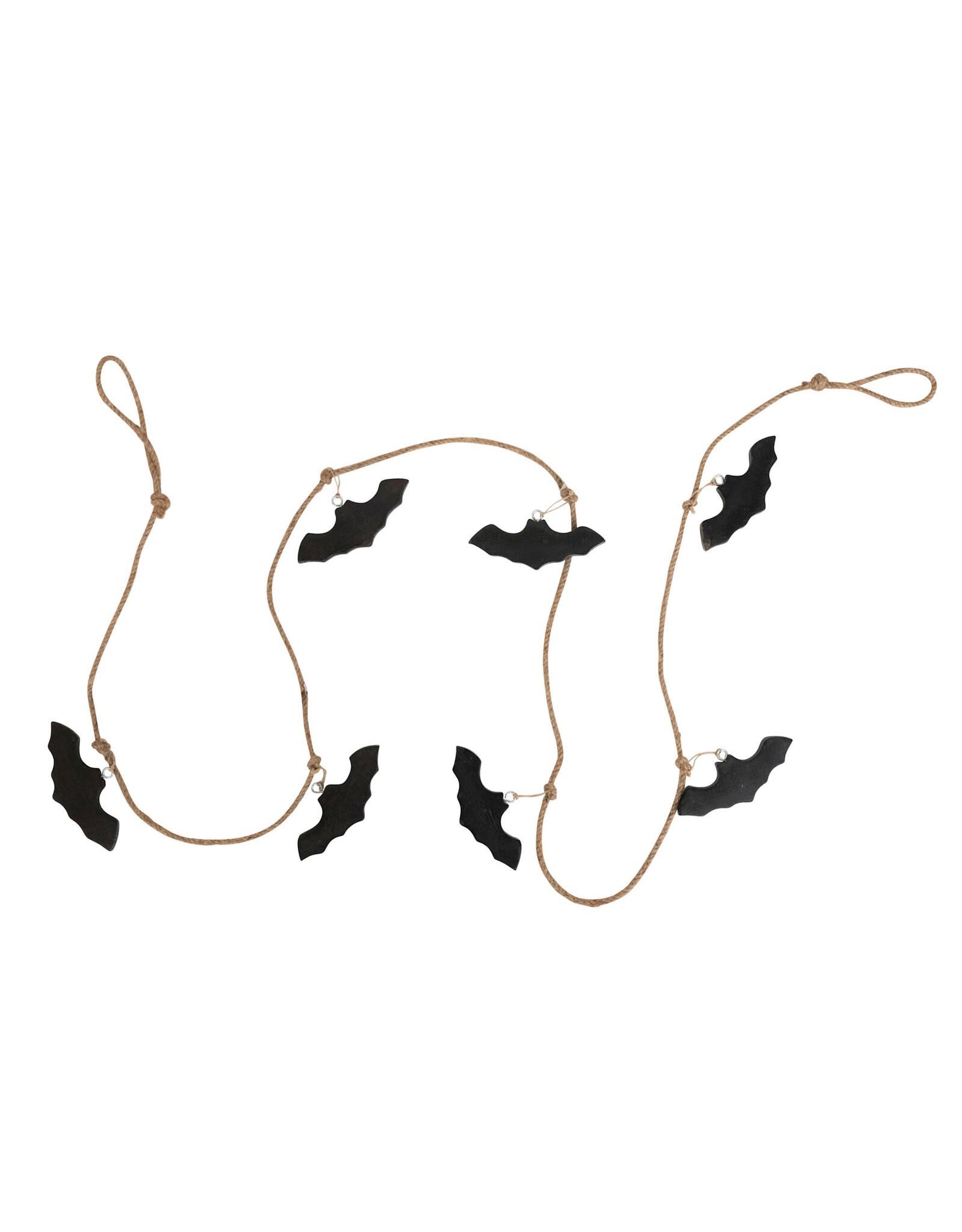 72"L Mango Wood & Jute Rope Bats Garland, Black