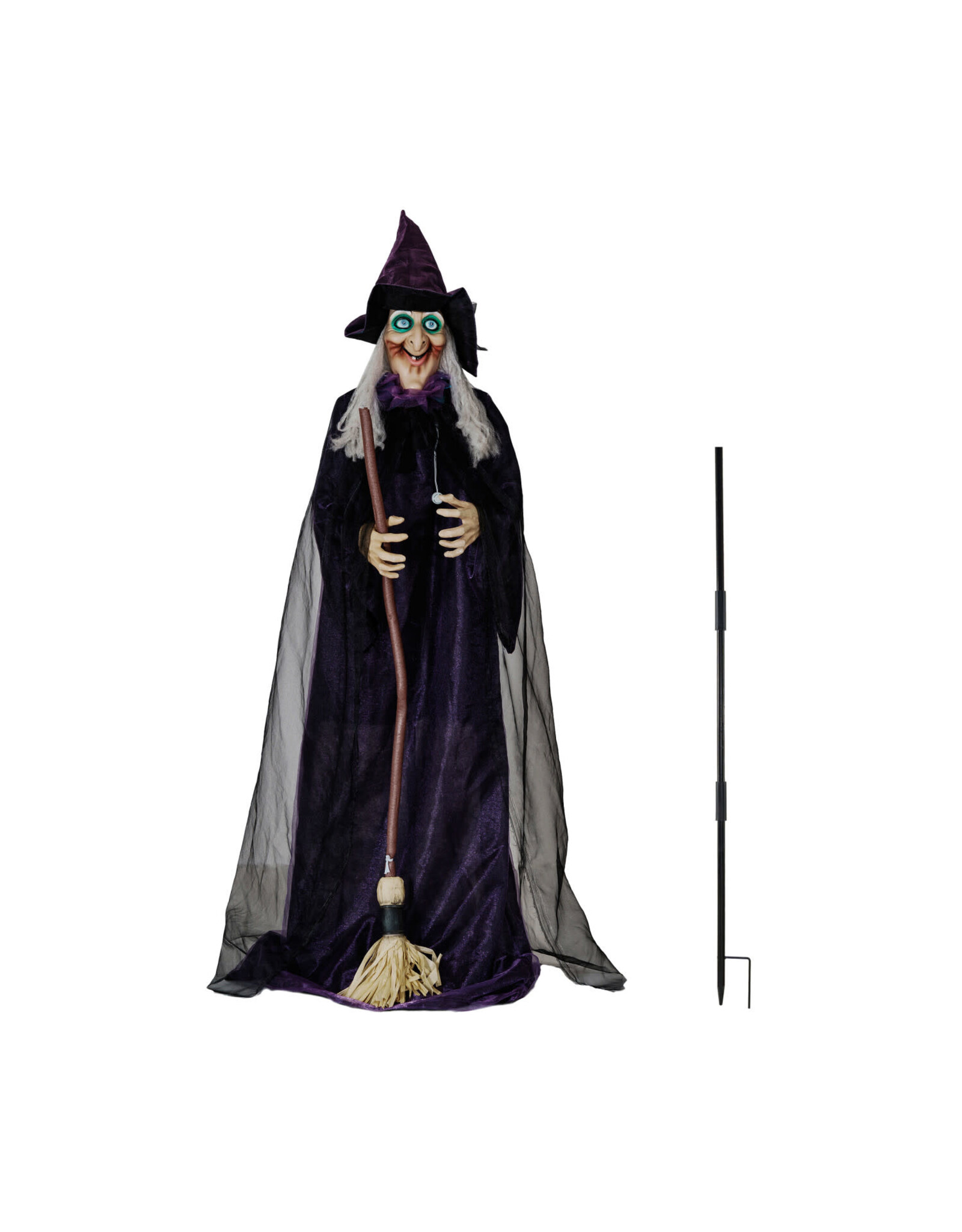 49-1/4"L x 5"W x 72"H Fabric & Plastic Witch w Lights & Sound