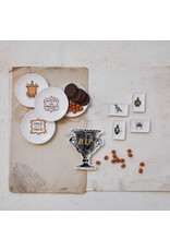 5" Round Stoneware Dish w Halloween Saying, 4 Asst