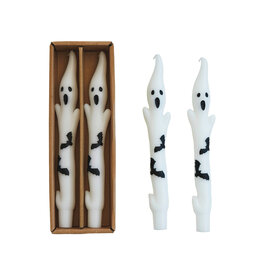 S/2 10"H Ghost Taper Candle, White, Boxed