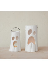 6-3/4" Rd x 10-1/2"H Stoneware Ghost Lantern w Metal Handle