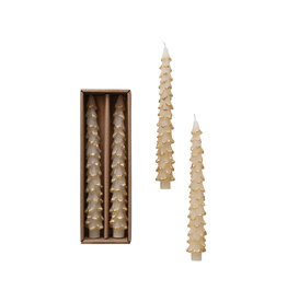 S/2 10"H Unscented Tree Shaped Tapers, Cream Color