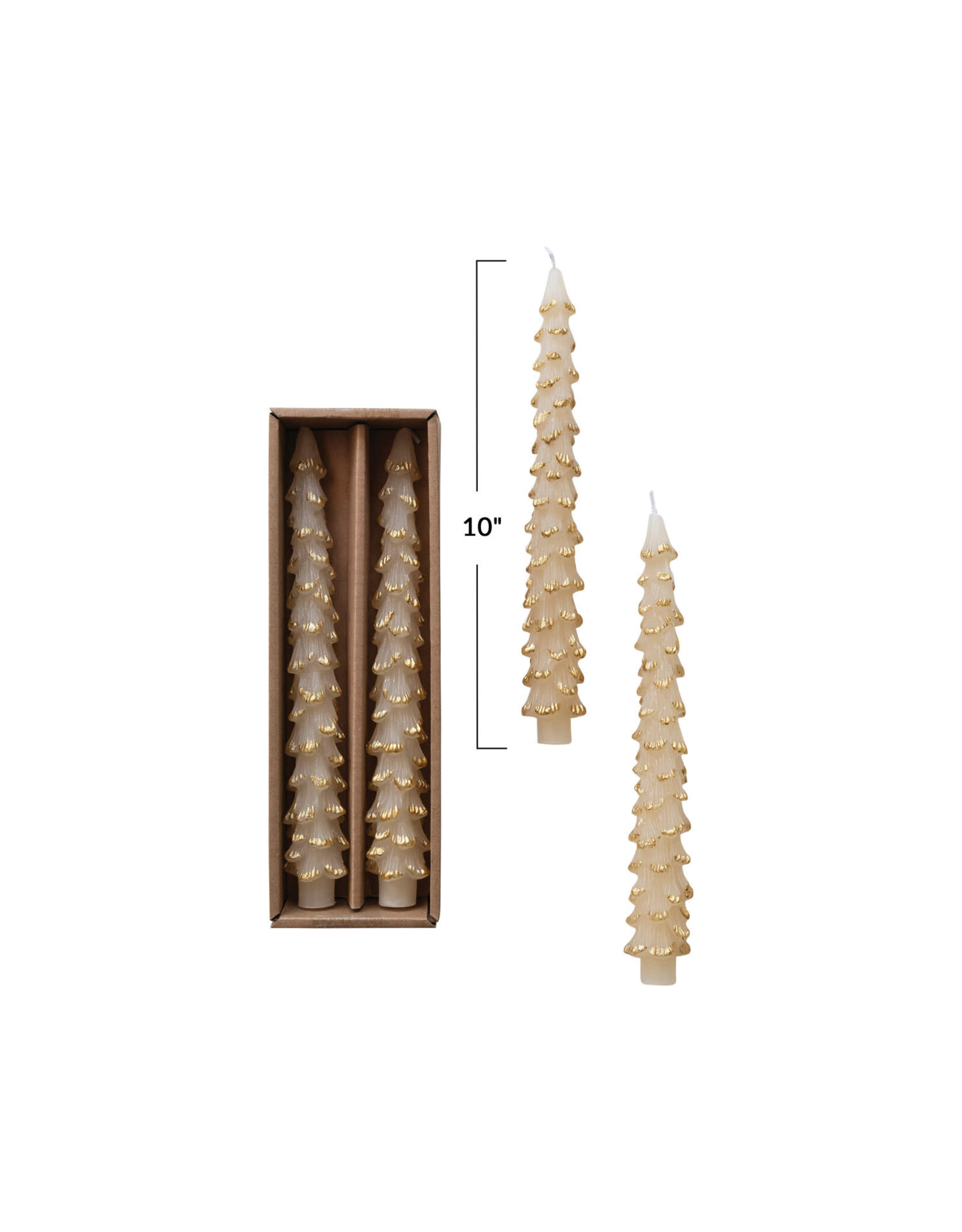 S/2 10"H Unscented Tree Shaped Tapers, Cream Color