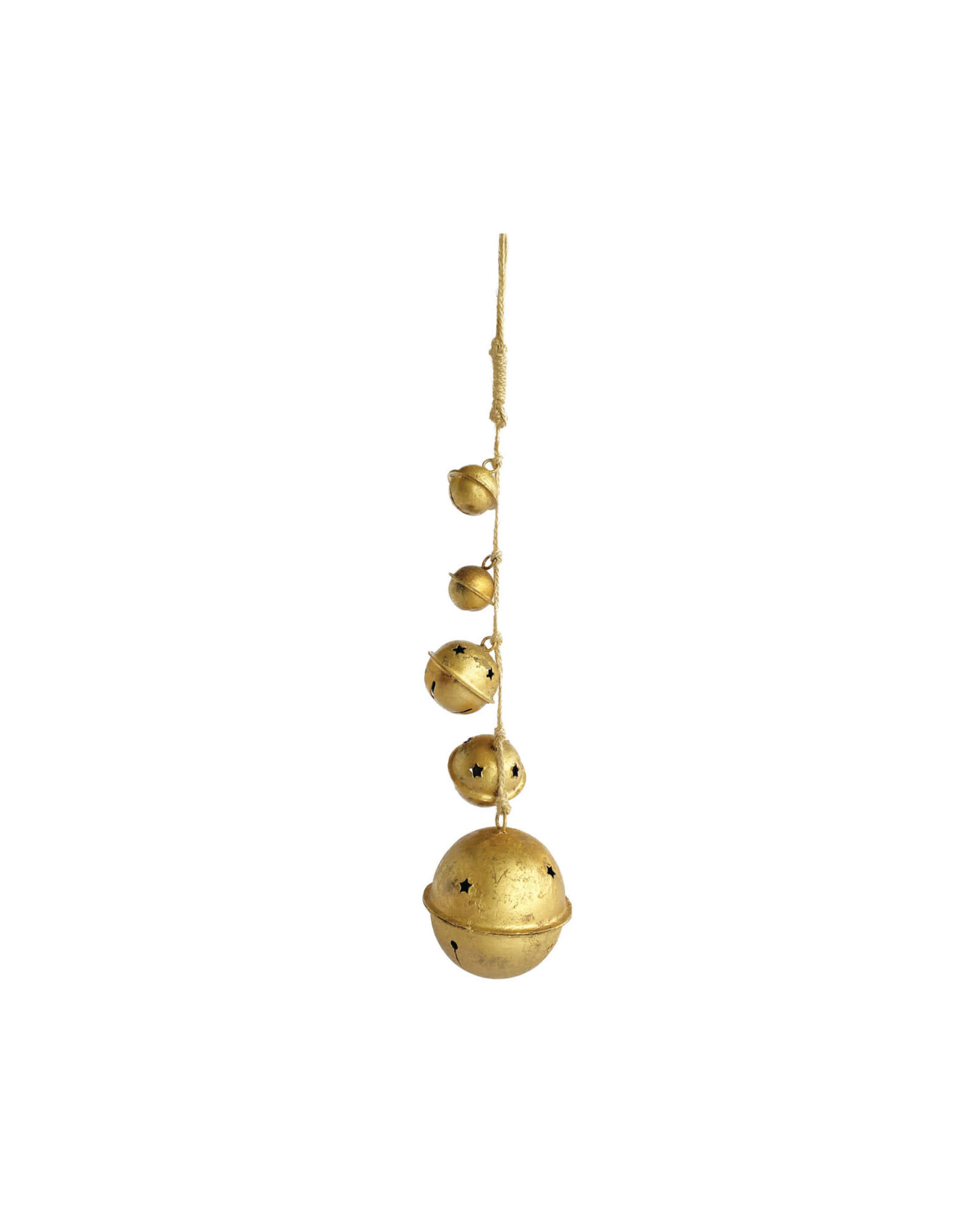 4" Round x 16"H Metal Ball Cluster Hanging, Antique Gold