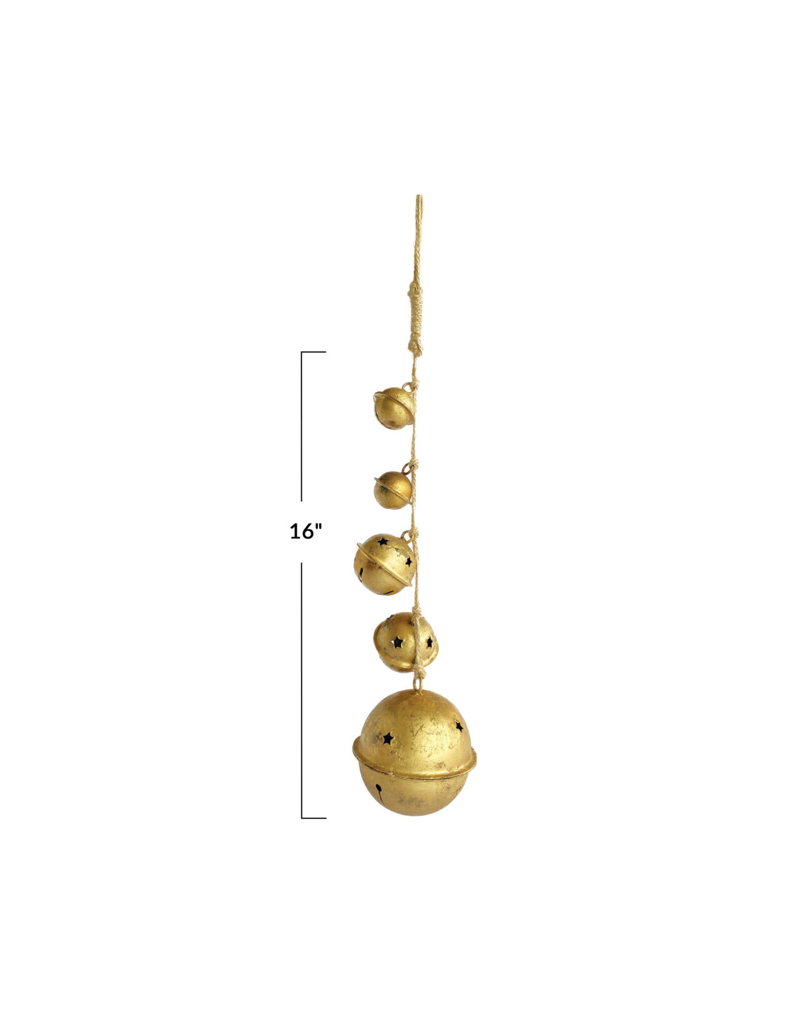 4" Round x 16"H Metal Ball Cluster Hanging, Antique Gold