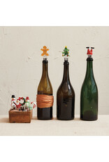 2"H Zinc Alloy Wine Stopper w Glass Holiday Icon, 8 Asst
