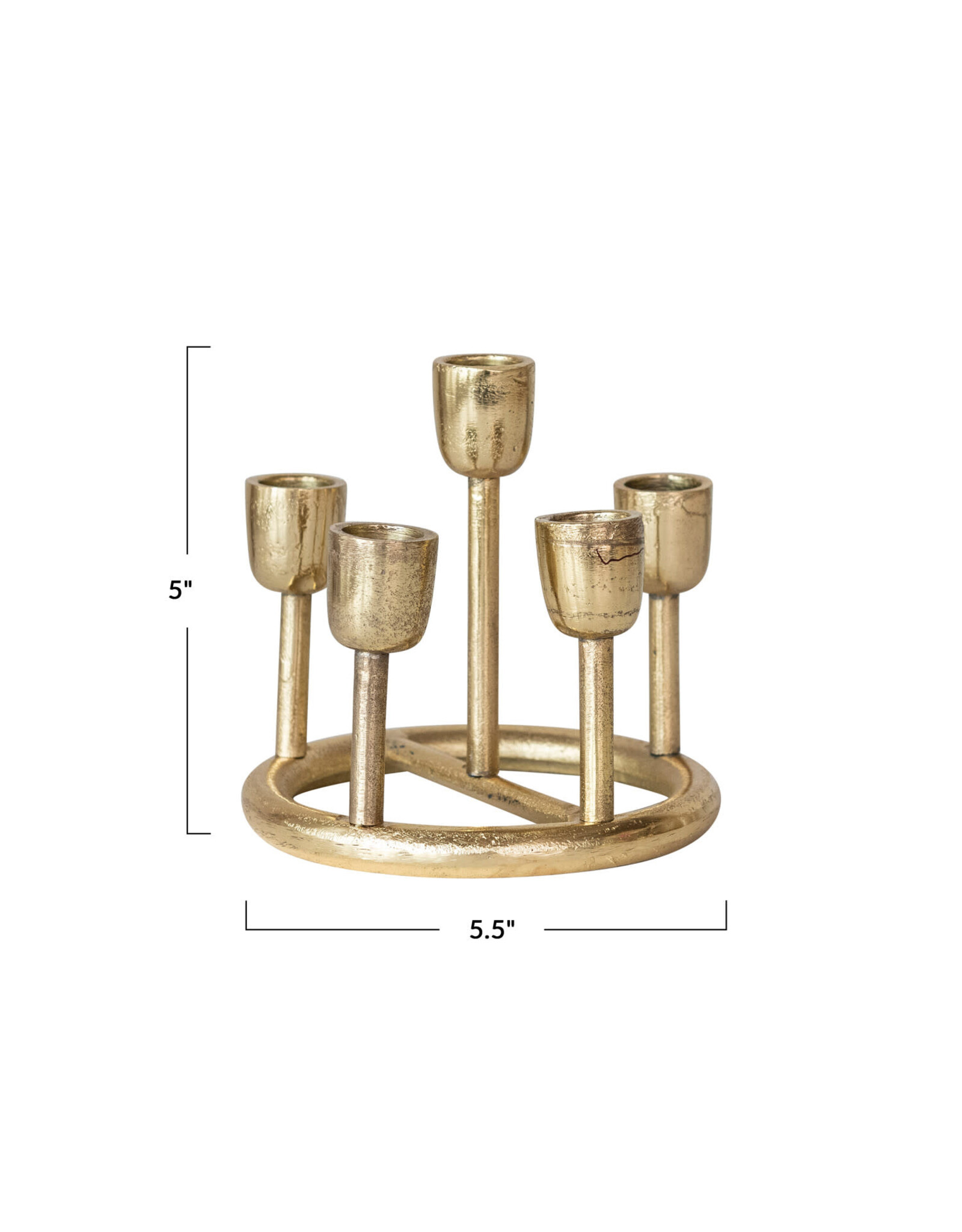 6"R x 5-1/4"H Aluminum Advent Taper Holder, Gold Finish