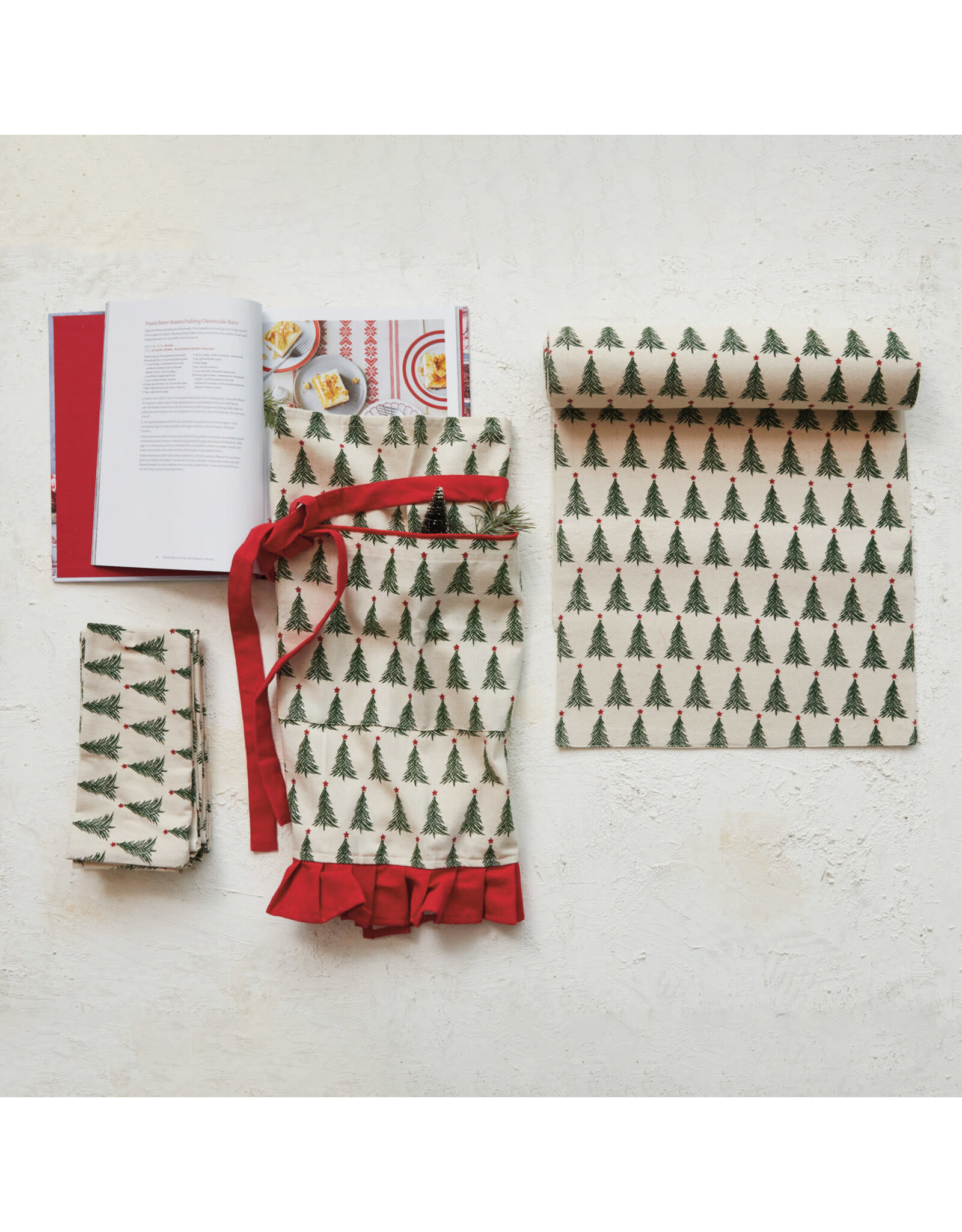 72"Lx14"W Cotton Cloth Printed Table Runner w Christmas Tree