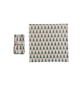 S/4 18"Sq Cotton Printed Napkins w Christmas Tree
