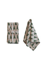 S/4 18"Sq Cotton Printed Napkins w Christmas Tree