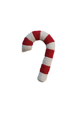 22"Lx13"Wx3"H Faux Sherpa Candy Cane Pillow, Red & White