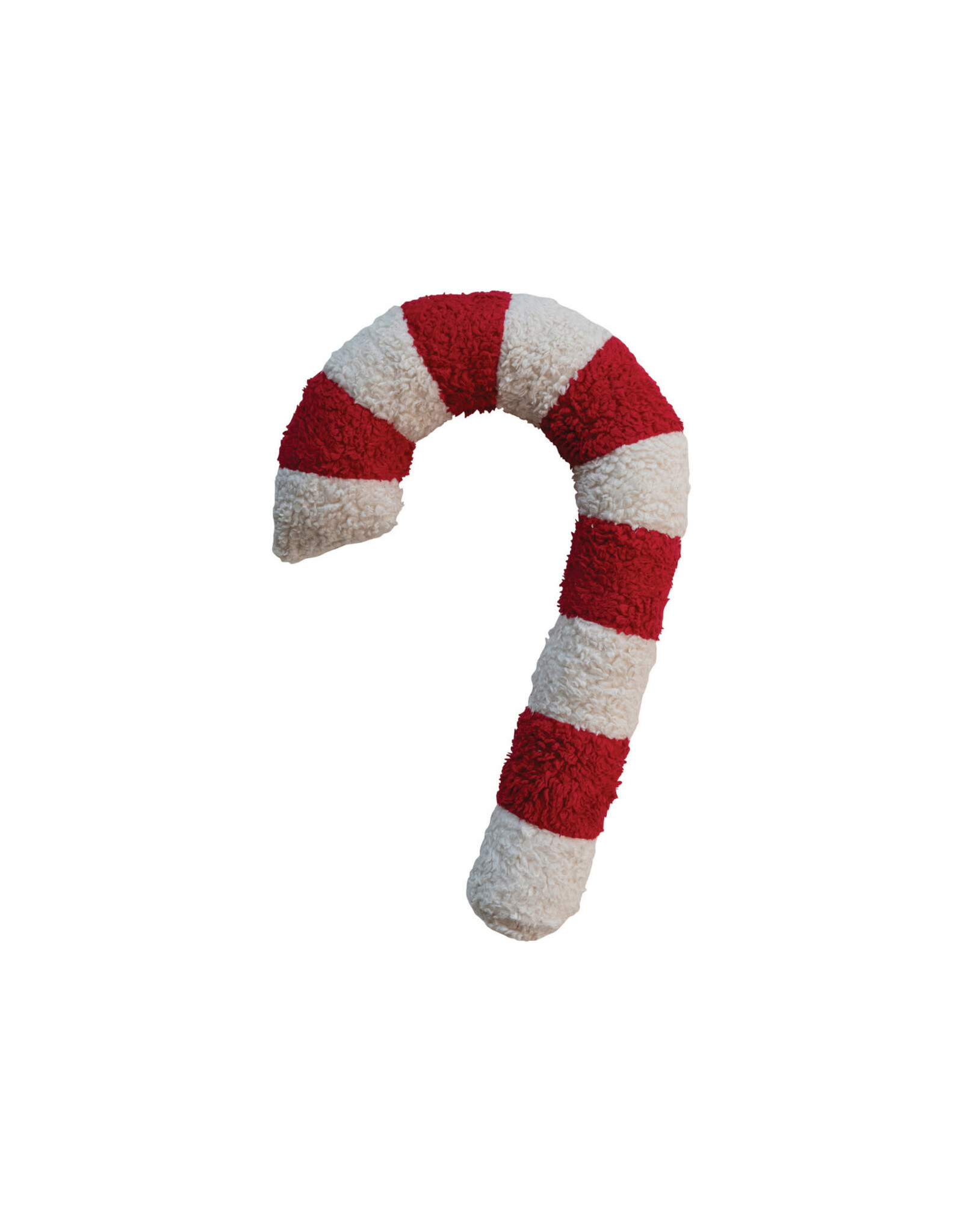 22"Lx13"Wx3"H Faux Sherpa Candy Cane Pillow, Red & White