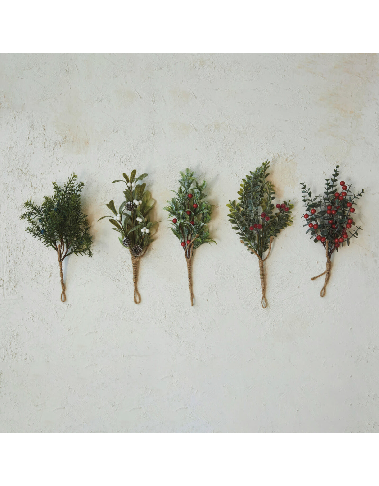 11-3/4"H Hanging Faux Evergreen & Berry Bunch, 5 Asst