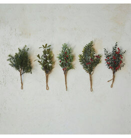 11-3/4"H Hanging Faux Evergreen & Berry Bunch, 5 Asst