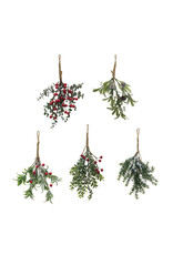 11-3/4"H Hanging Faux Evergreen & Berry Bunch, 5 Asst