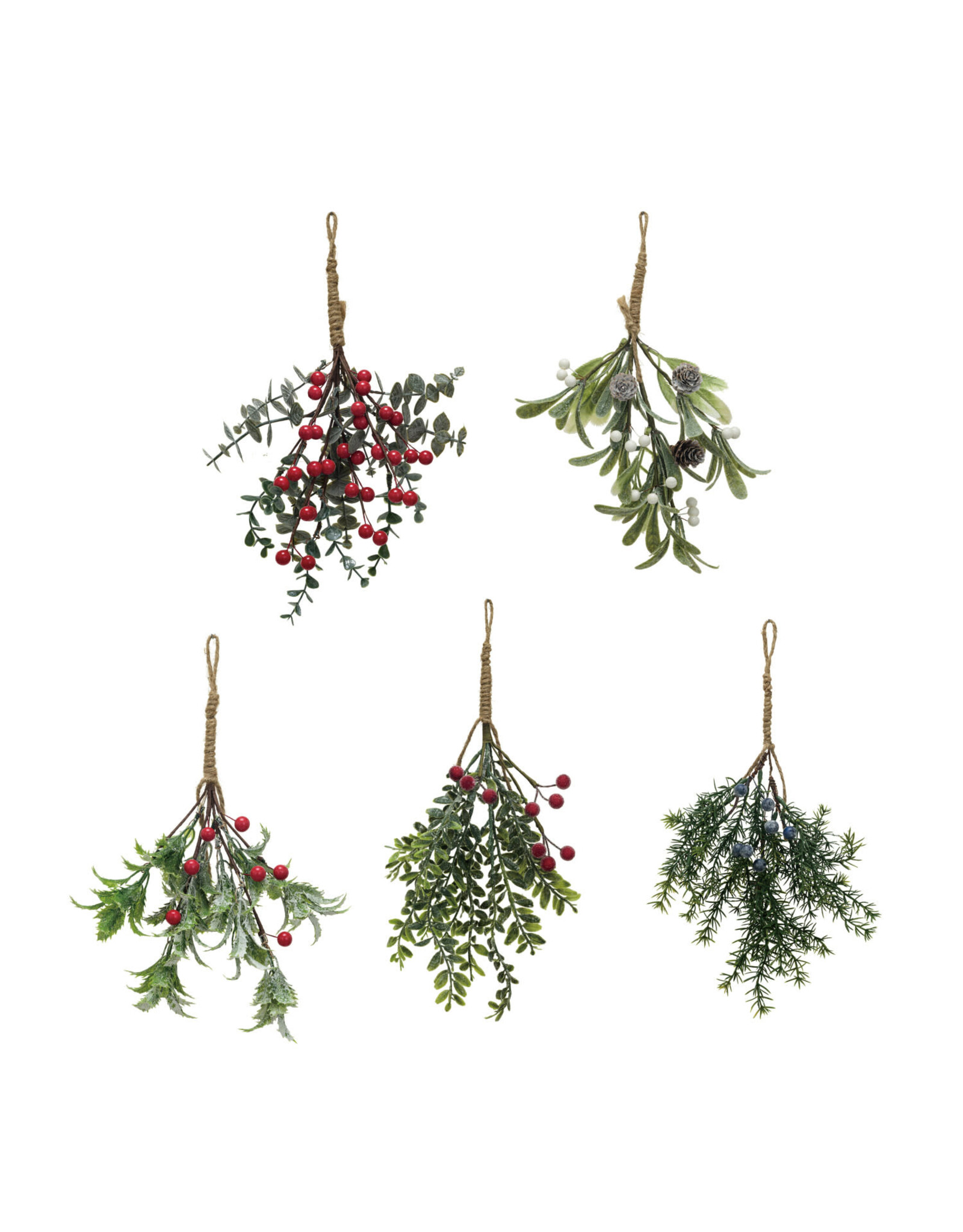 11-3/4"H Hanging Faux Evergreen & Berry Bunch, 5 Asst
