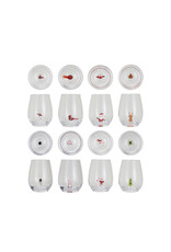 3-1/2" Round x 4-3/4"H Stemless Wine Glass, 8 Asst