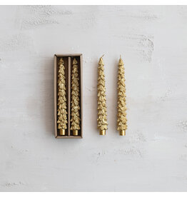 S/2 10"H Tree Tapers Candles Gold, Tall
