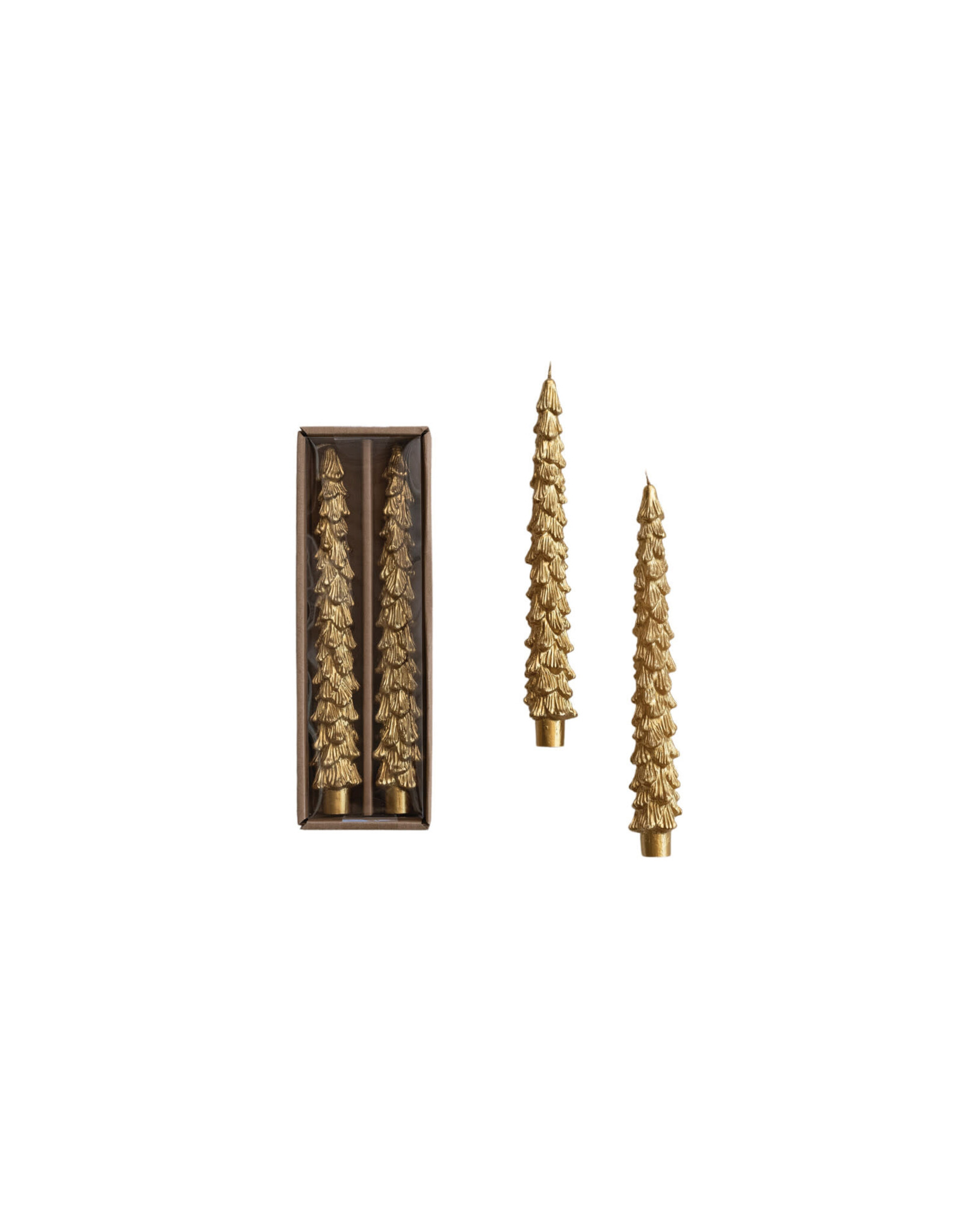 S/2 10"H Tree Tapers Candles Gold, Tall