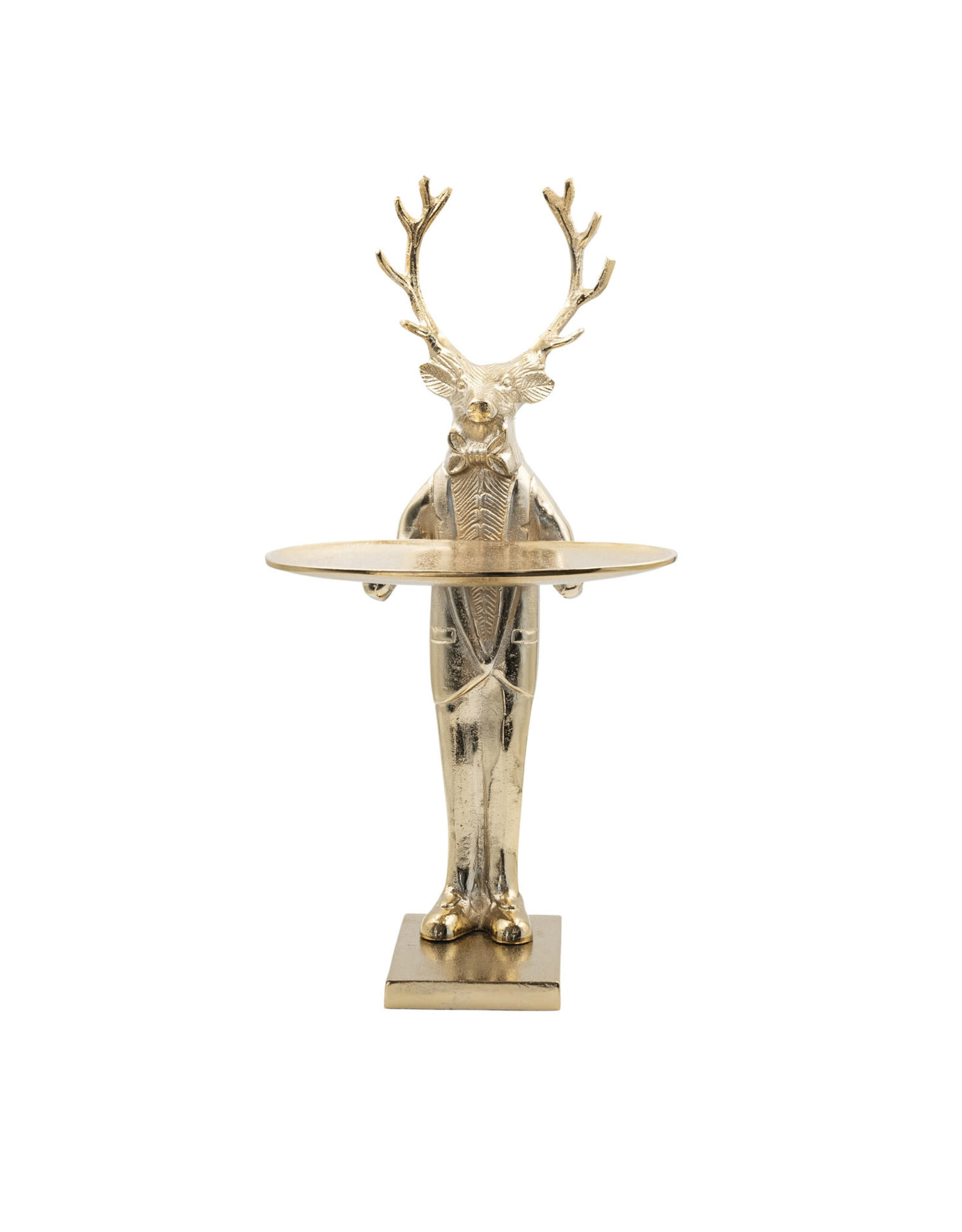 10"L x 20"H Cast Aluminum Reindeer Tray, Gold Finish