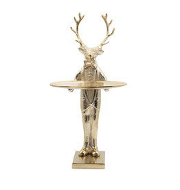 10"L x 20"H Cast Aluminum Reindeer Tray, Gold Finish