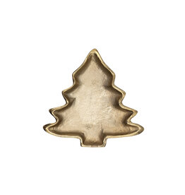 7-1/4"L x 7-1/4"W Aluminum Tree Shaped Dish, Gold Finish