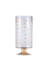 5"Rd x 11"H Etched Glass Hurricane w Star Pattern