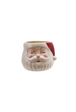 8"L x 5-1/2"H Stoneware Santa Planter, Red & Cream Color