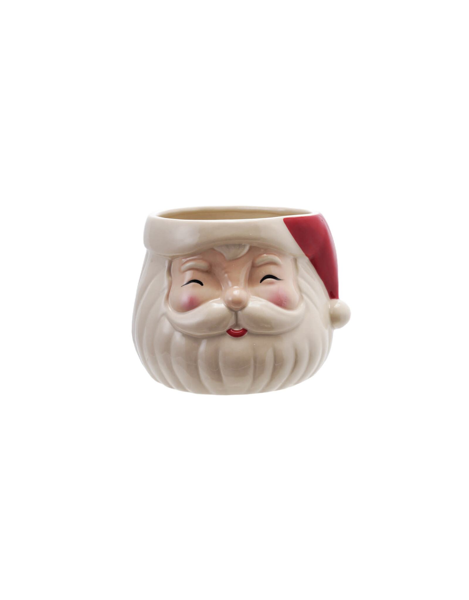 8"L x 5-1/2"H Stoneware Santa Planter, Red & Cream Color