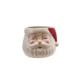 8"L x 5-1/2"H Stoneware Santa Planter, Red & Cream Color