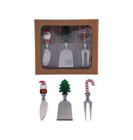 S/3 7-1/2"L Stainless Steel Cheese Knives w Glass Handle