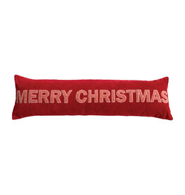 36"Lx10"H Cotton Velvet Lumbar Pillow,"MERRY CHRISTMAS"