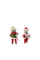 4-1/4"H Wool Felt Santa/Elf Mouse Ornament, 2 Asst