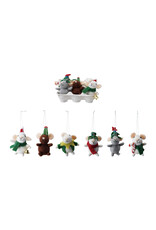 3"L Polyester & Wool Mouse Ornament 6 styles, each