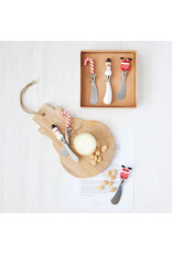 S/3 6.75"L Spreader w Glass Handle Canape Knife, Cactus