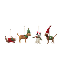 2-3/4"H - 5-3/4"H Wool Felt Dog in Holiday Outfit Ornament, 4 Styles EACH XS1567A