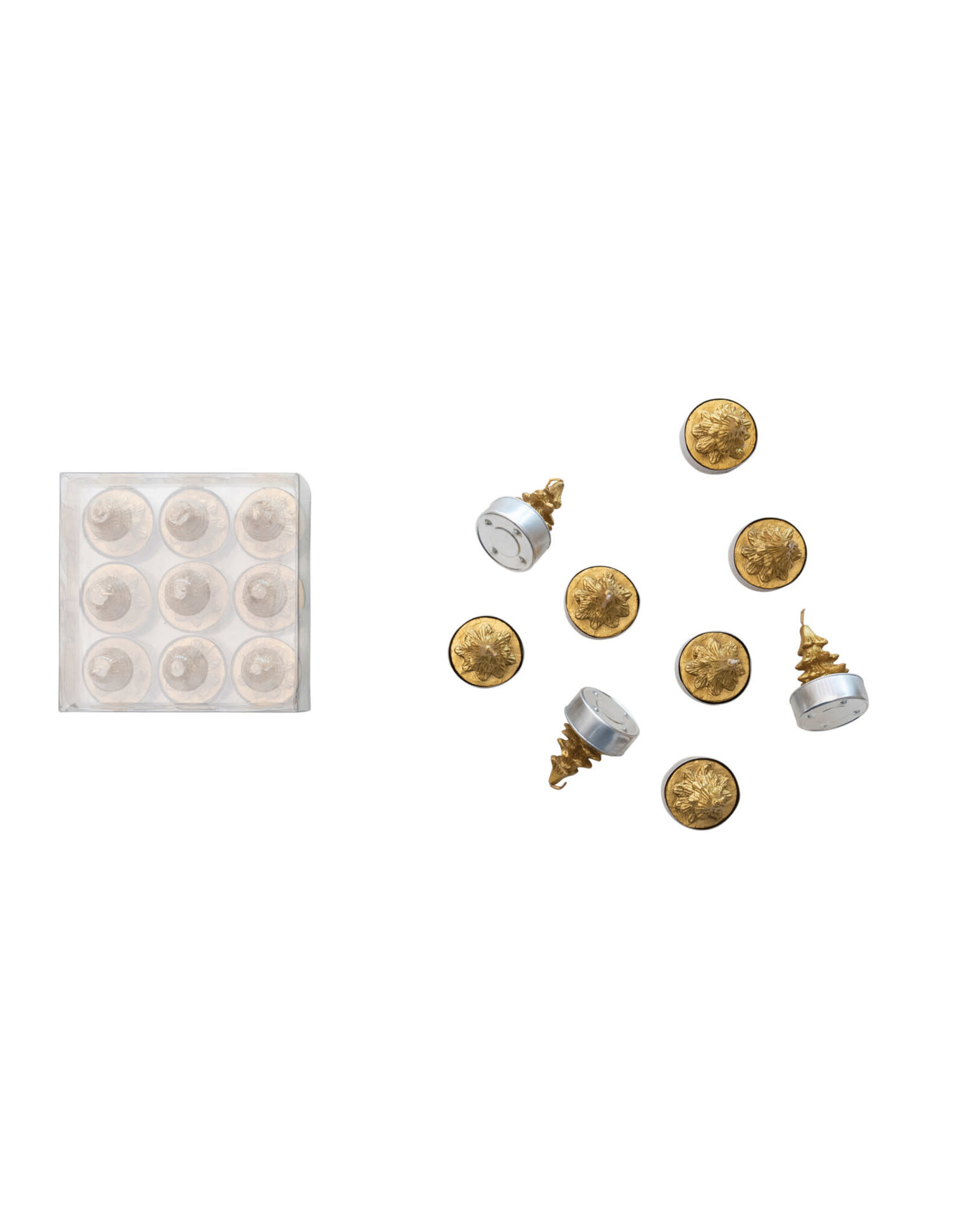 1-1/2" Round Unscented Tree Tealights, Gold Color, Set of 9 XS3533