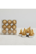 1-1/2" Round Unscented Tree Tealights, Gold Color, Set of 9 XS3533