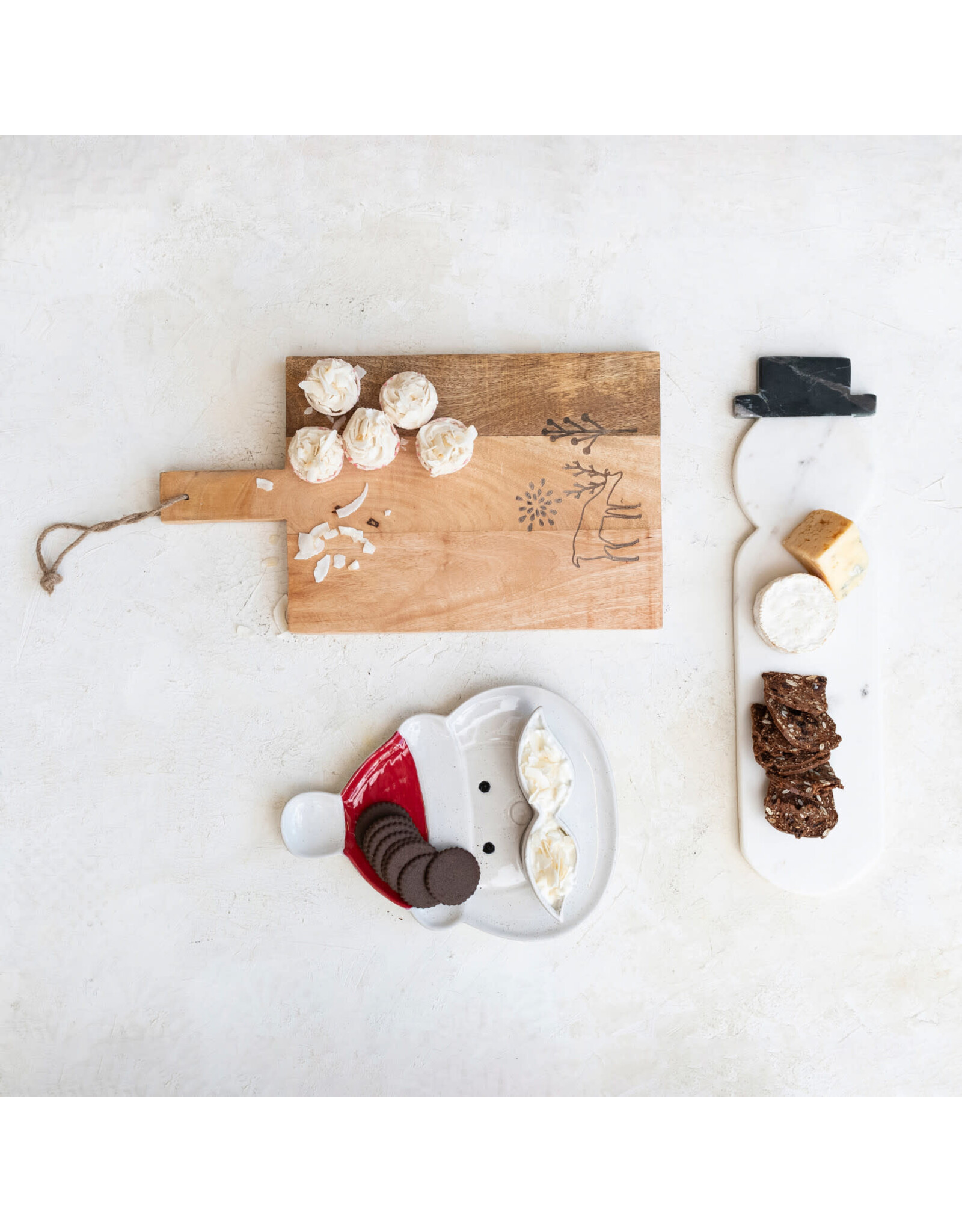 Marble Snowman Shaped Cheese/Cutting Board, White & Black XS5028