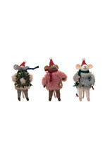 5.5" Wool Felt Mouse w/ Faux Fur Sweater, 3 Styles,  Each  XS6636A