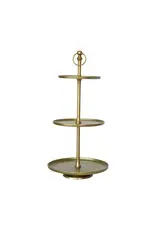 Metal & Aluminum 3-Tier Tray, Gold Finish, XS8007