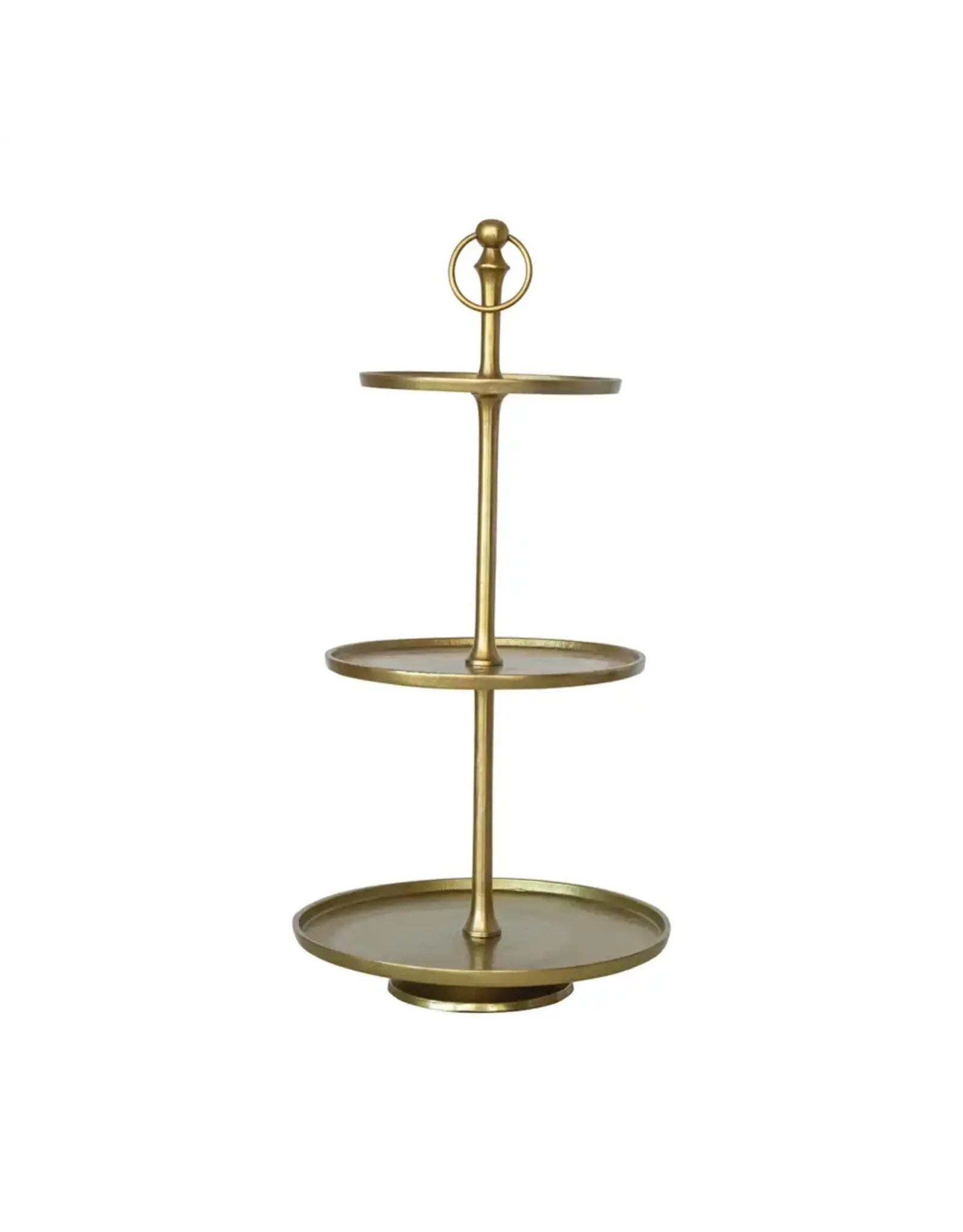 Metal & Aluminum 3-Tier Tray, Gold Finish, XS8007