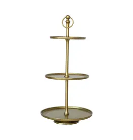 Metal & Aluminum 3-Tier Tray, Gold Finish, XS8007