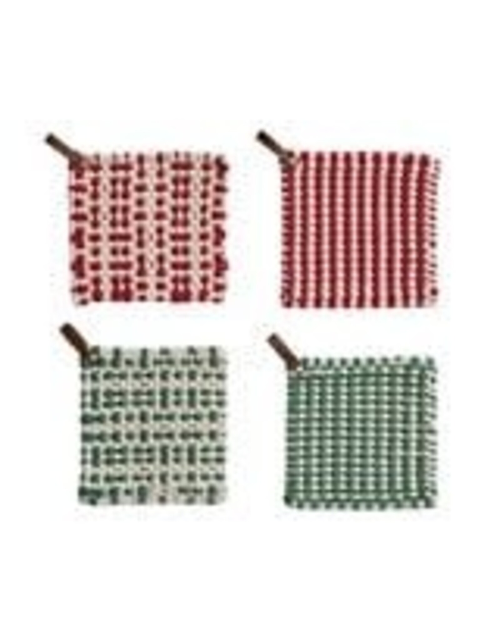 Cotton Crocheted Pot Holder with Leather Loop, 2 Colors, 2 Styles XS9136A