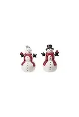 2" Rnd x 4H Stoneware Snowman Salt & Pepper SET XS8489