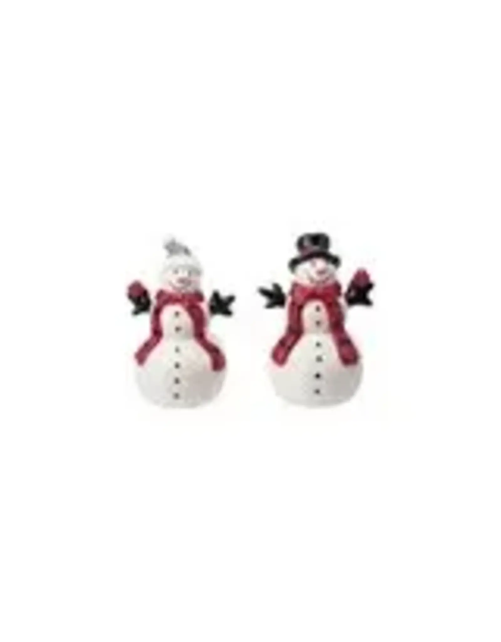 2" Rnd x 4H Stoneware Snowman Salt & Pepper SET XS8489