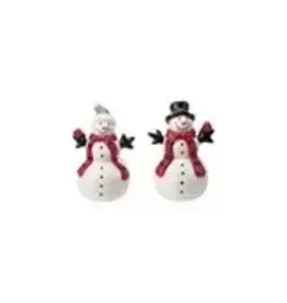 2" Rnd x 4H Stoneware Snowman Salt & Pepper SET XS8489