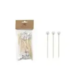 S/50 Bamboo Skewers W / Snowflake  Handle FF0152
